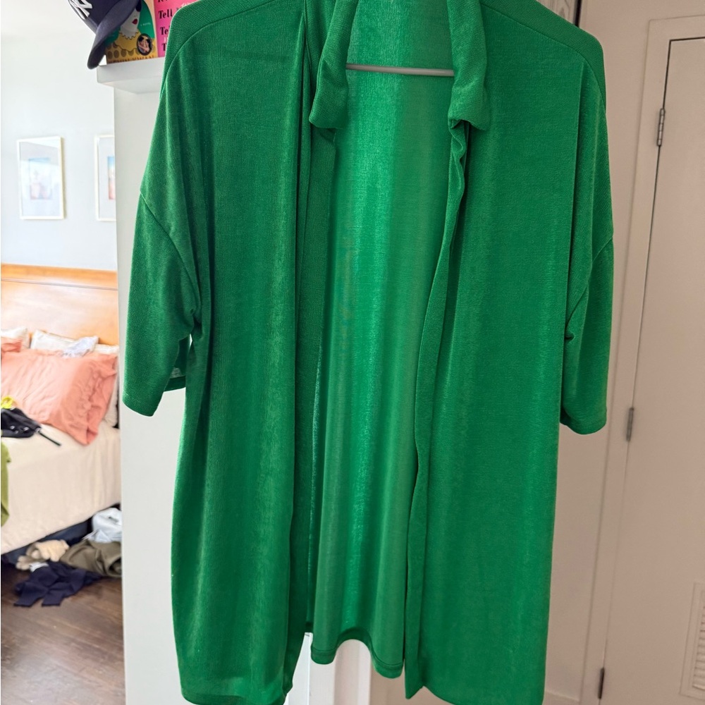 Vibrant Green Open Cardigan